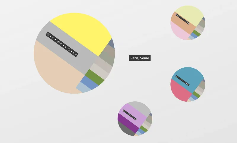 Visualization of running experiences in the form of discs filled with colors relative to the scenery of the Paris circuits