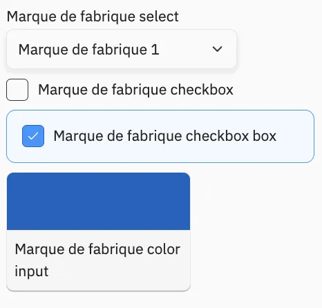 Example of UI elements from the library